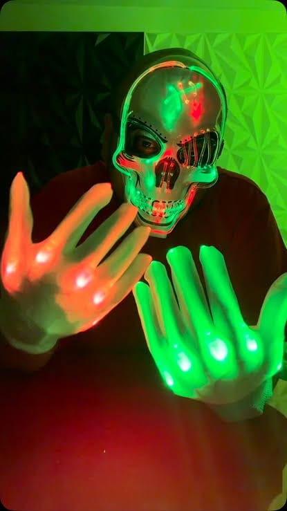 Customer photo review of Halloween LED Skull Mask | Multicolor Light-Up Costume