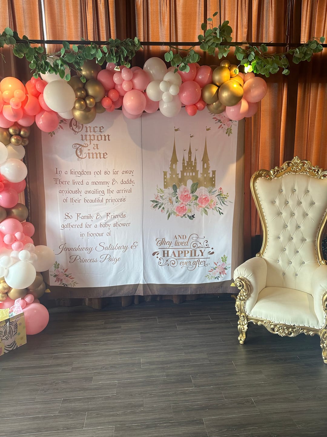 Customer photo review of Baby Shower Backdrop Blush Pink Floral Princess Fairytale Decor Royal Shower Little Princess Once Upon A Time Castle Baby Shower Banner