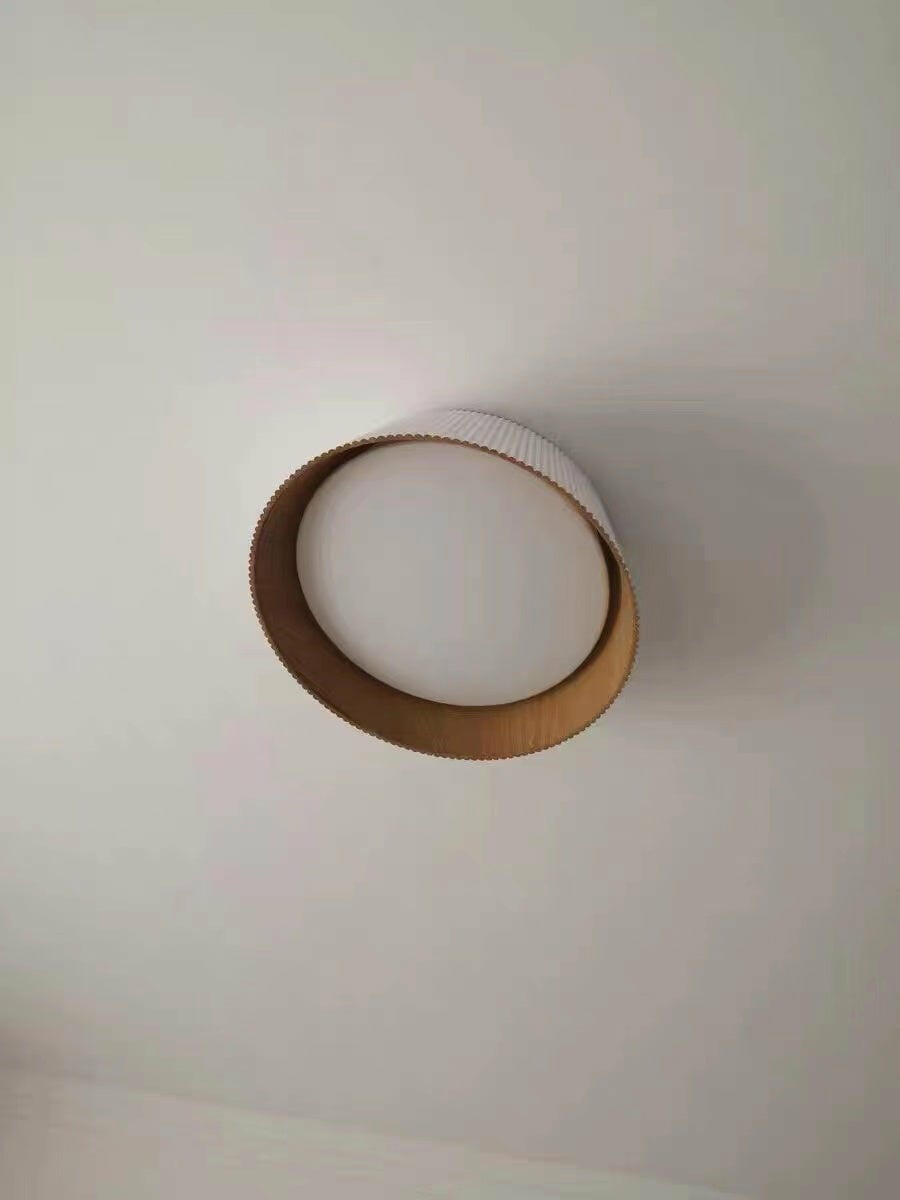 Customer photo review of Fluted Metal Ceiling Light, Wood Grain Interior, LED, 46 cm