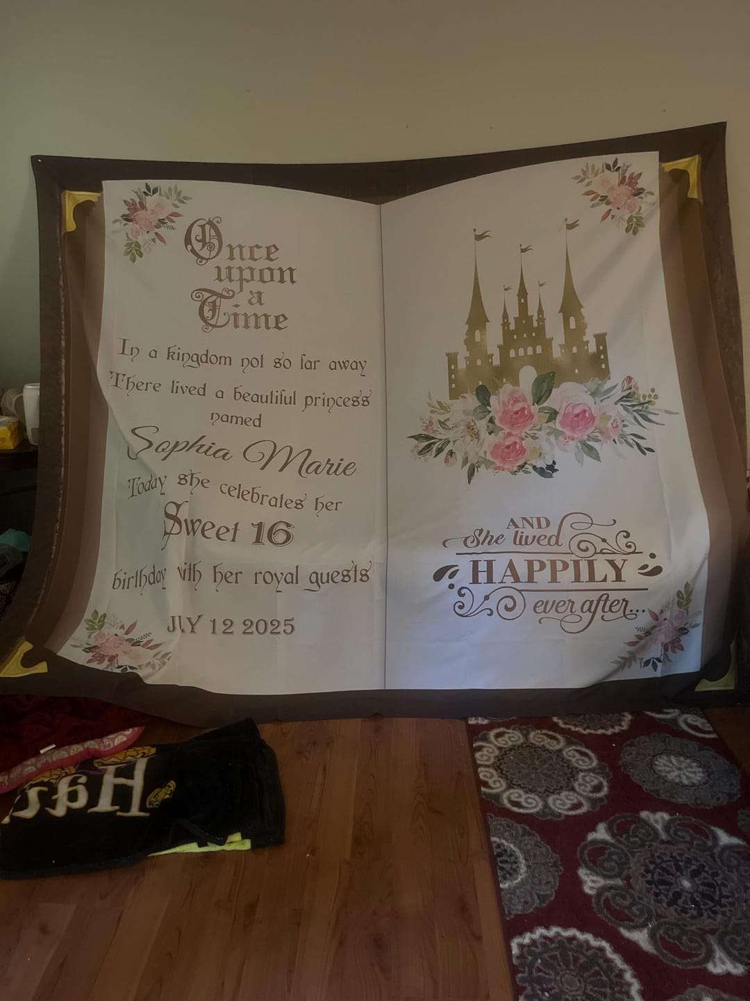Customer photo review of Princess Party Decor Princess Castle Birthday Banner Storybook Backdrop Girl First Birthday Sign Once Upon a Time Ladies 50th 5th 10th Decor