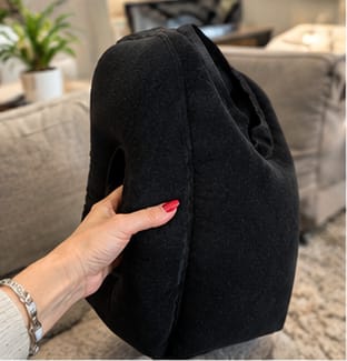 Customer photo review of HushBound Travel Pillow – Real Sleep Sitting Up, Inflates in Seconds