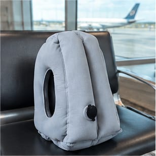 Customer photo review of HushBound Travel Pillow – Real Sleep Sitting Up, Inflates in Seconds