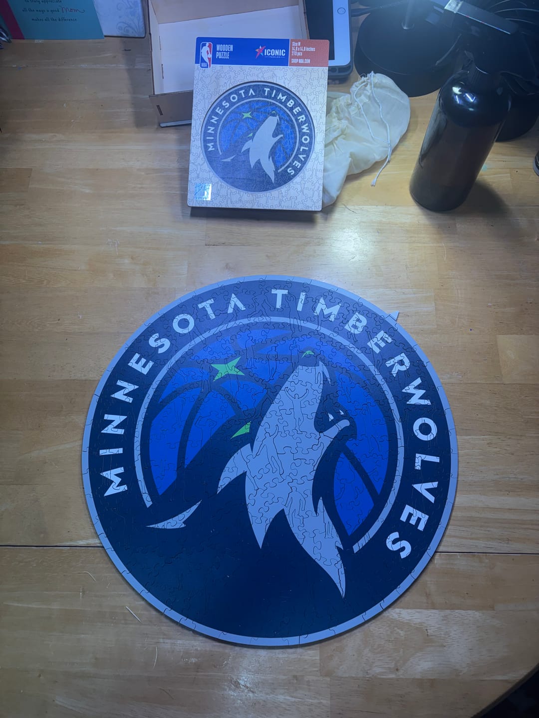 Customer photo review of Minnesota Timberwolves™ Logo Wooden Puzzle