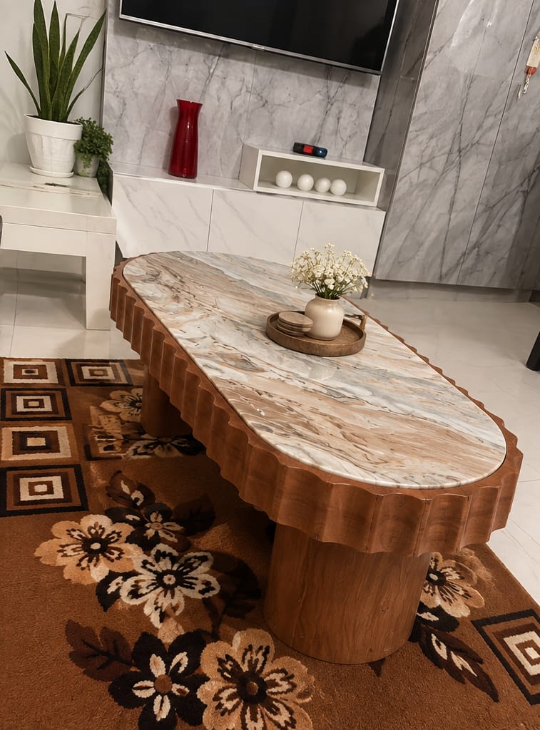 Customer photo review of Doric Marble Coffee Table