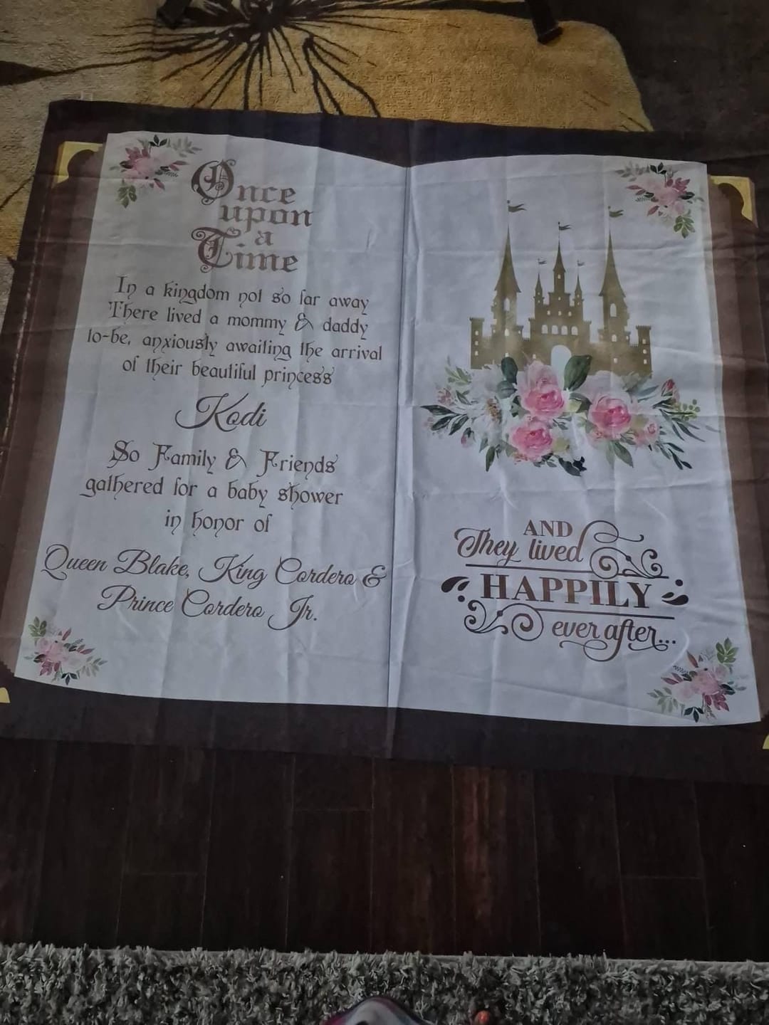 Customer photo review of Baby Shower Backdrop Blush Pink Floral Princess Fairytale Decor Royal Shower Little Princess Once Upon A Time Castle Baby Shower Banner