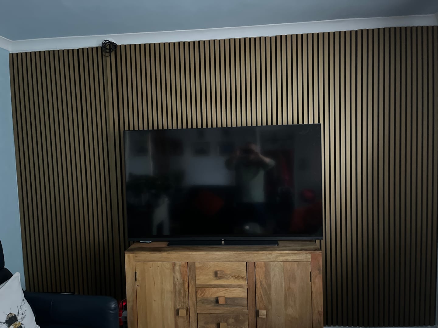Customer photo review of Gold Acoustic Slat Wall Panels — Decorative MDF Wood Panels 2.4m x 0.6m