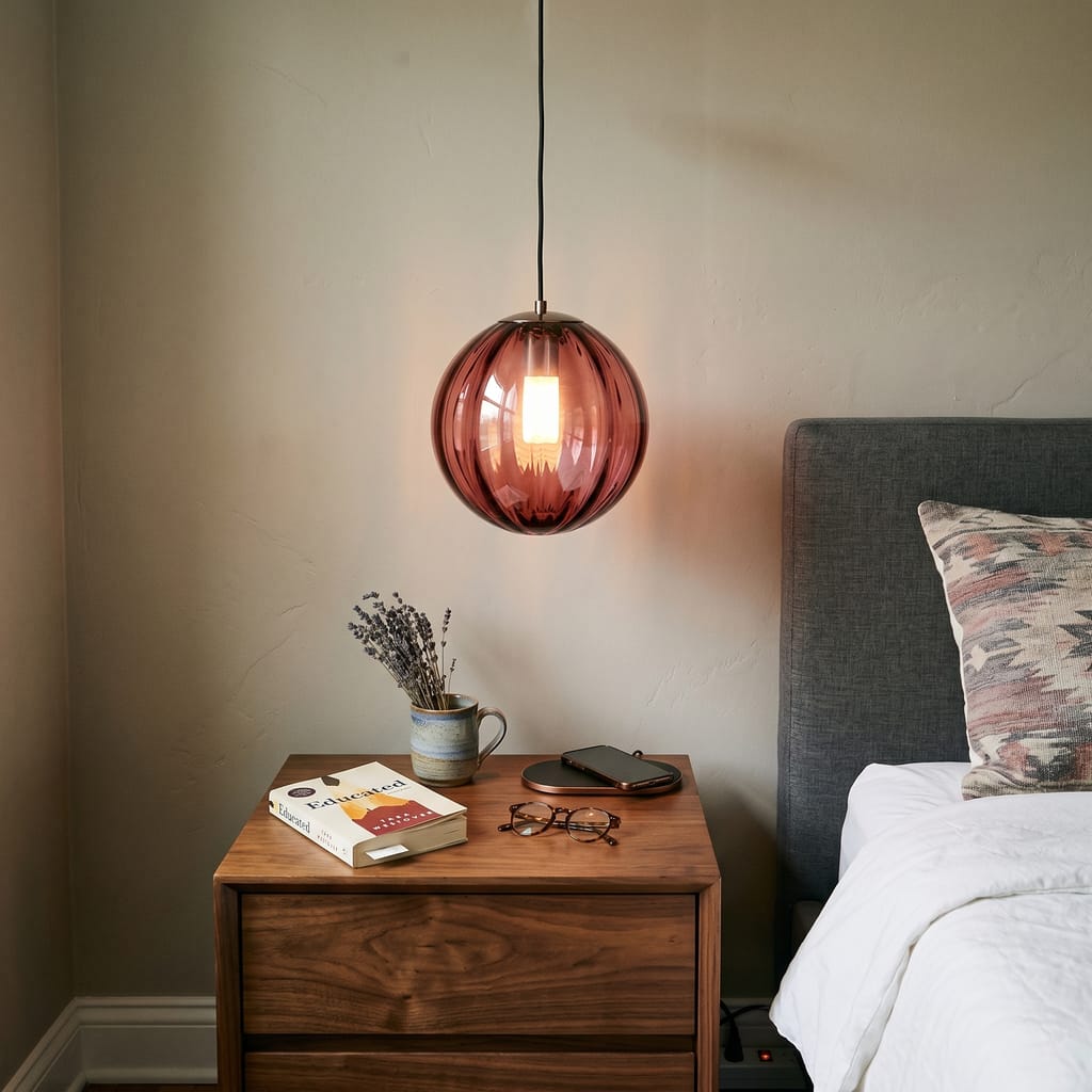 Customer photo review of Ribbed Glass Pendant Lamp, Mouth-Blown, Adjustable Cable