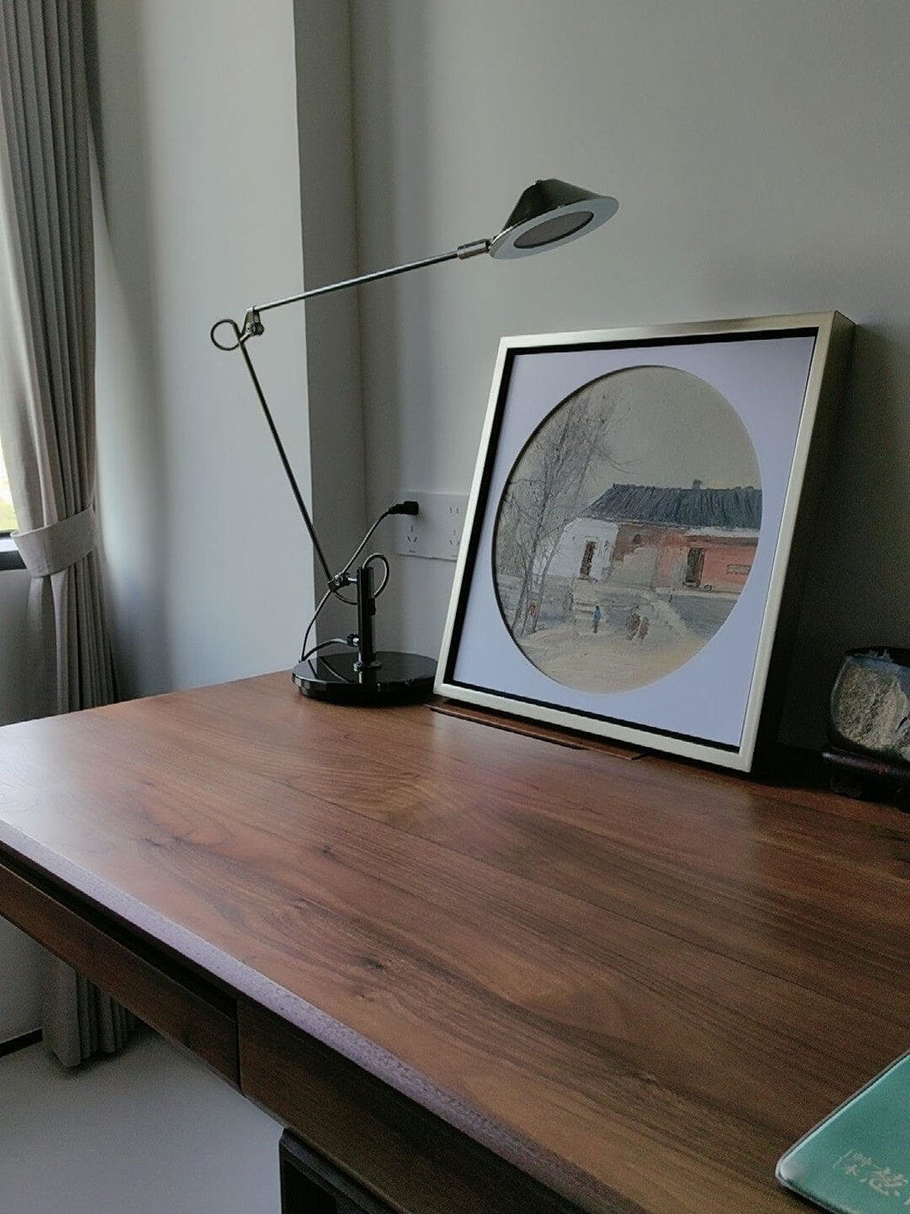 Customer photo review of Black Desk Lamp, Long Arm, Cone Shade, Integrated LED