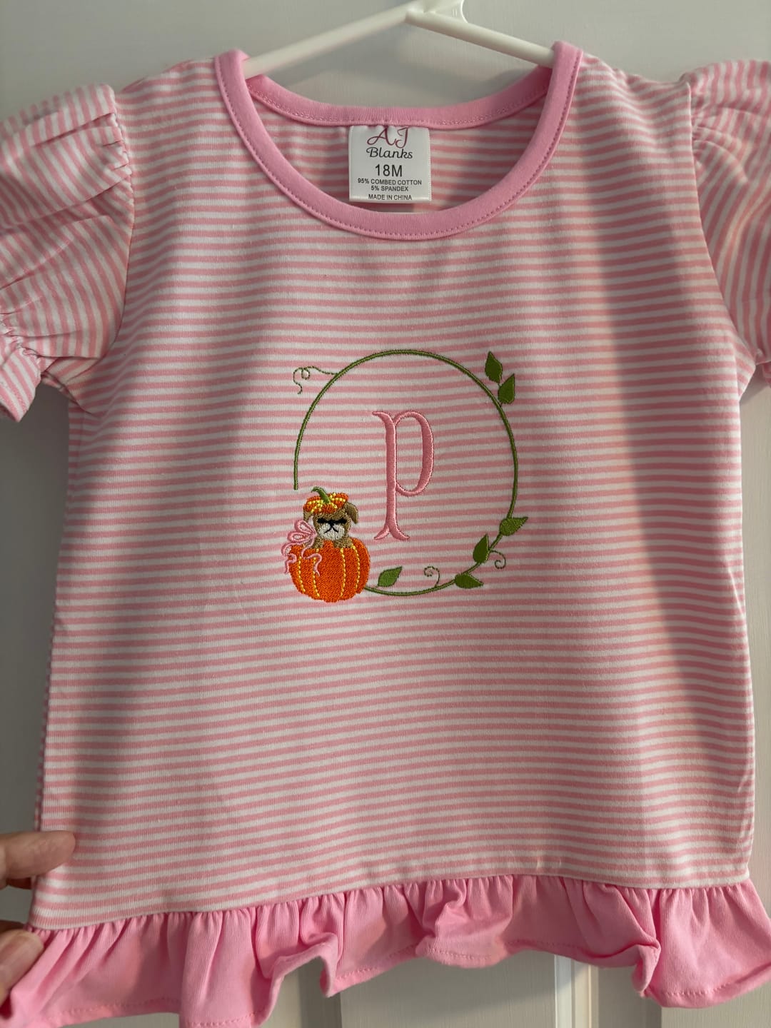 Customer photo review of Ruffle Stripe Short Sleeve Shirt
