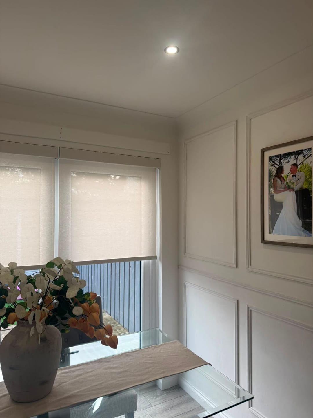 Customer photo review of Burlap Screen View Light Filtering Roller Shades