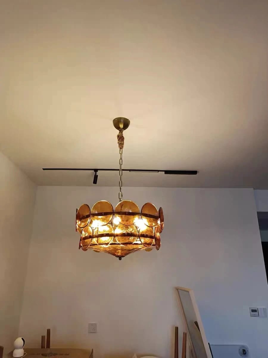 Customer photo review of Glass Chandelier, Layered Discs, Gold Steel Frame, 60–100 cm