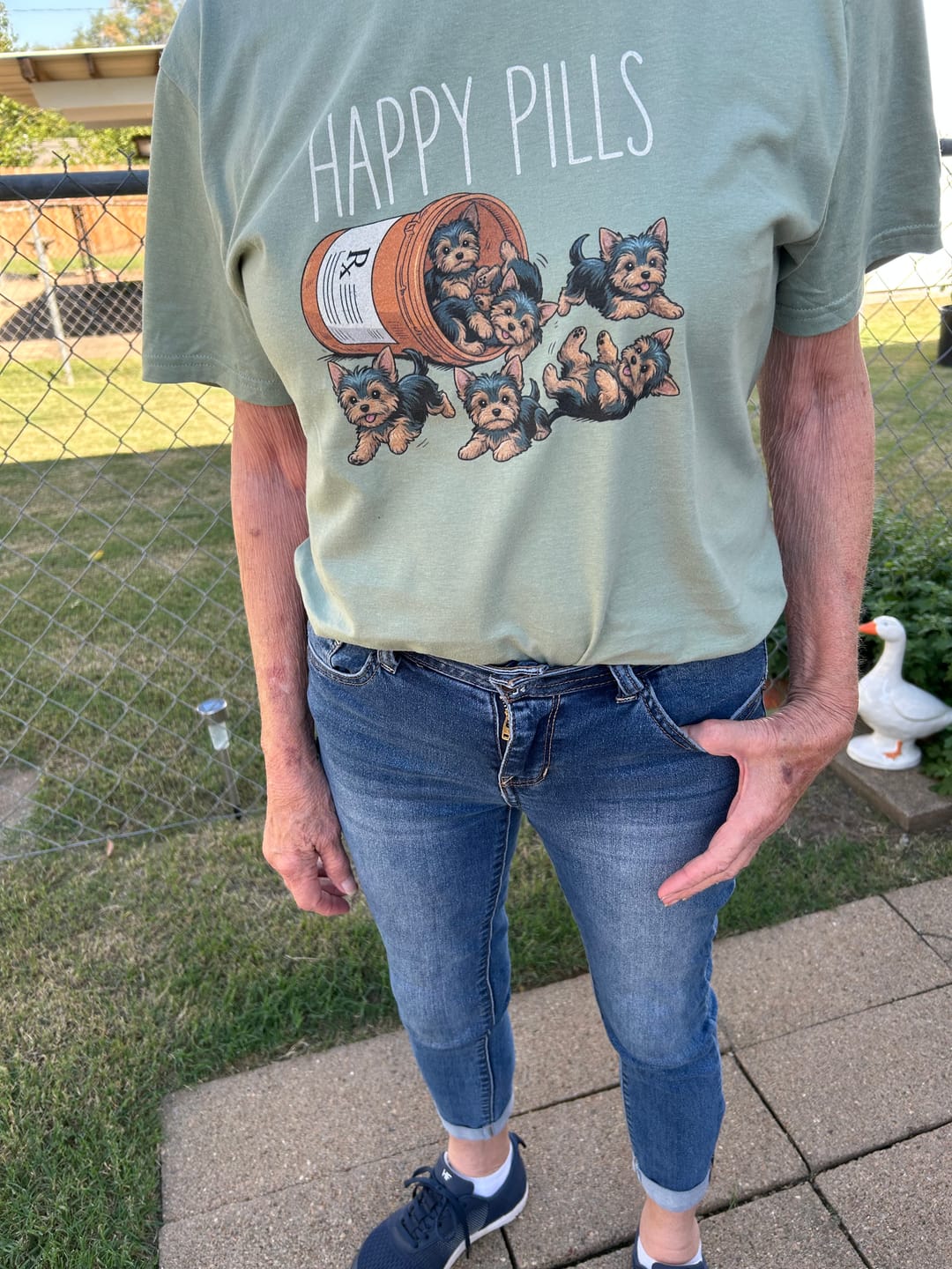 Customer photo review of Happy Pills Yorkie Shirt
