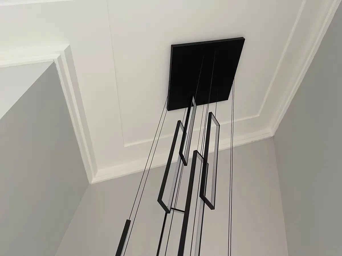 Customer photo review of Black Acrylic Chandelier for Stairwell, Integrated LED, 150–200 cm