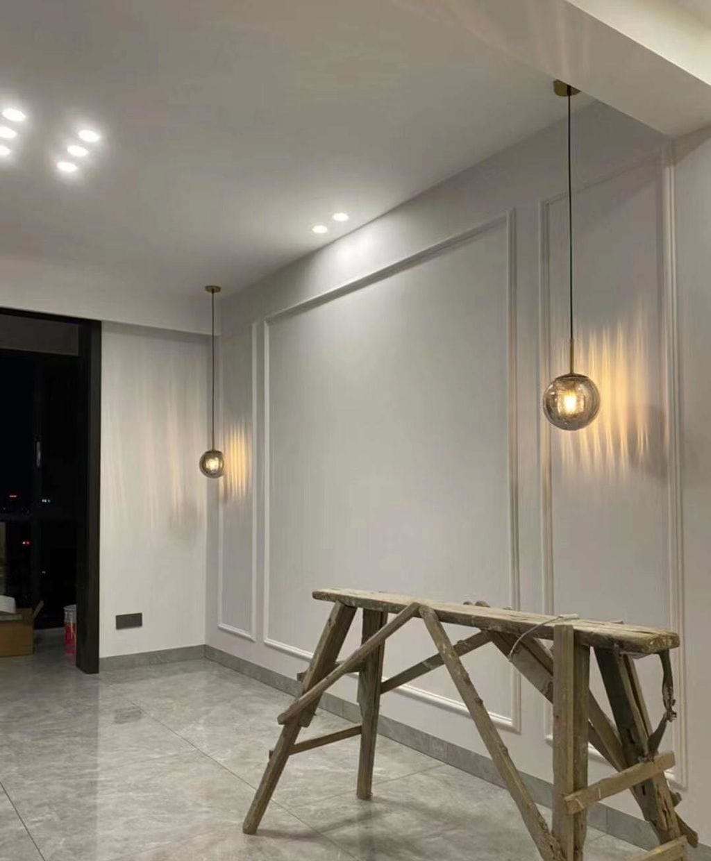 Customer photo review of Ribbed Glass Pendant Lamp, Mouth-Blown, Adjustable Cable
