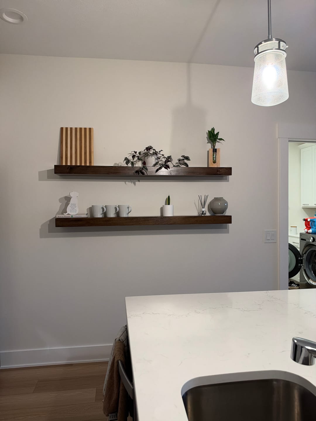 Customer photo review of Modern 3" Thick Pine Floating Shelves