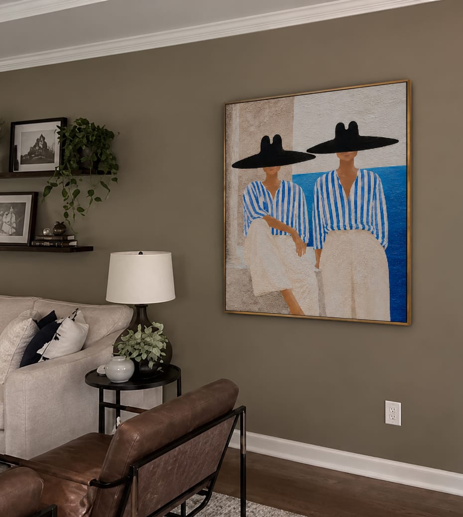 Customer photo review of Azure Sisters-Blue Striped Women Painting
