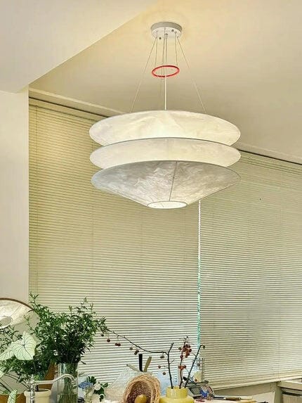 Customer photo review of Paper Pendant Light, Three Crinkled Shades on Metal Cables