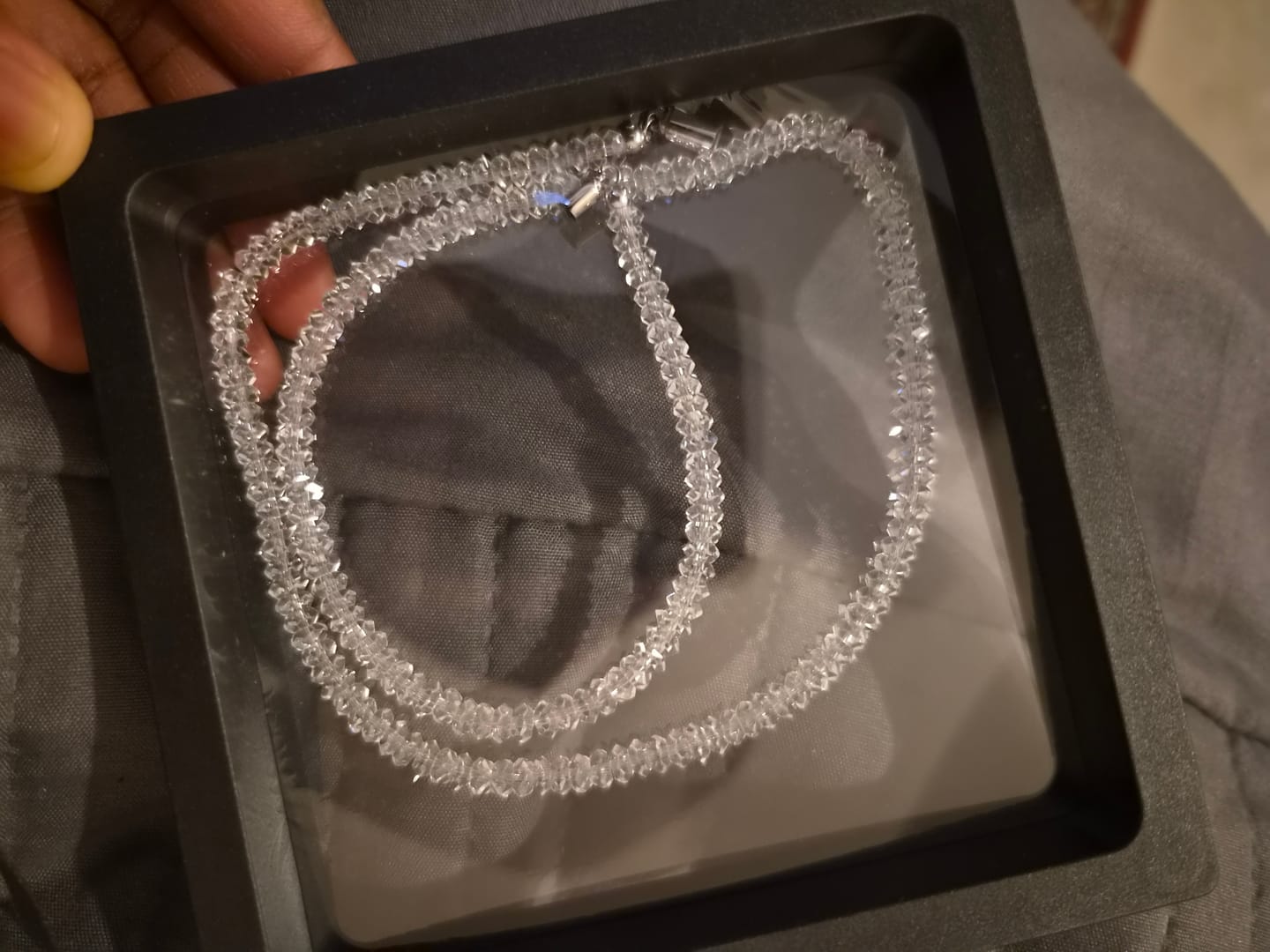 Customer photo review of Lunather™ Crushed Ice Clear Quartz Necklace
