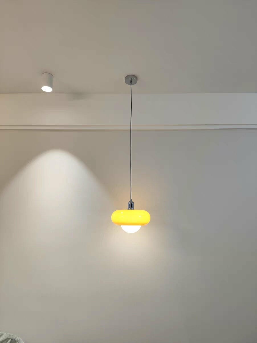 Customer photo review of Pumpkin Glass Pendant Light for Dining Table, 1-Light Wood