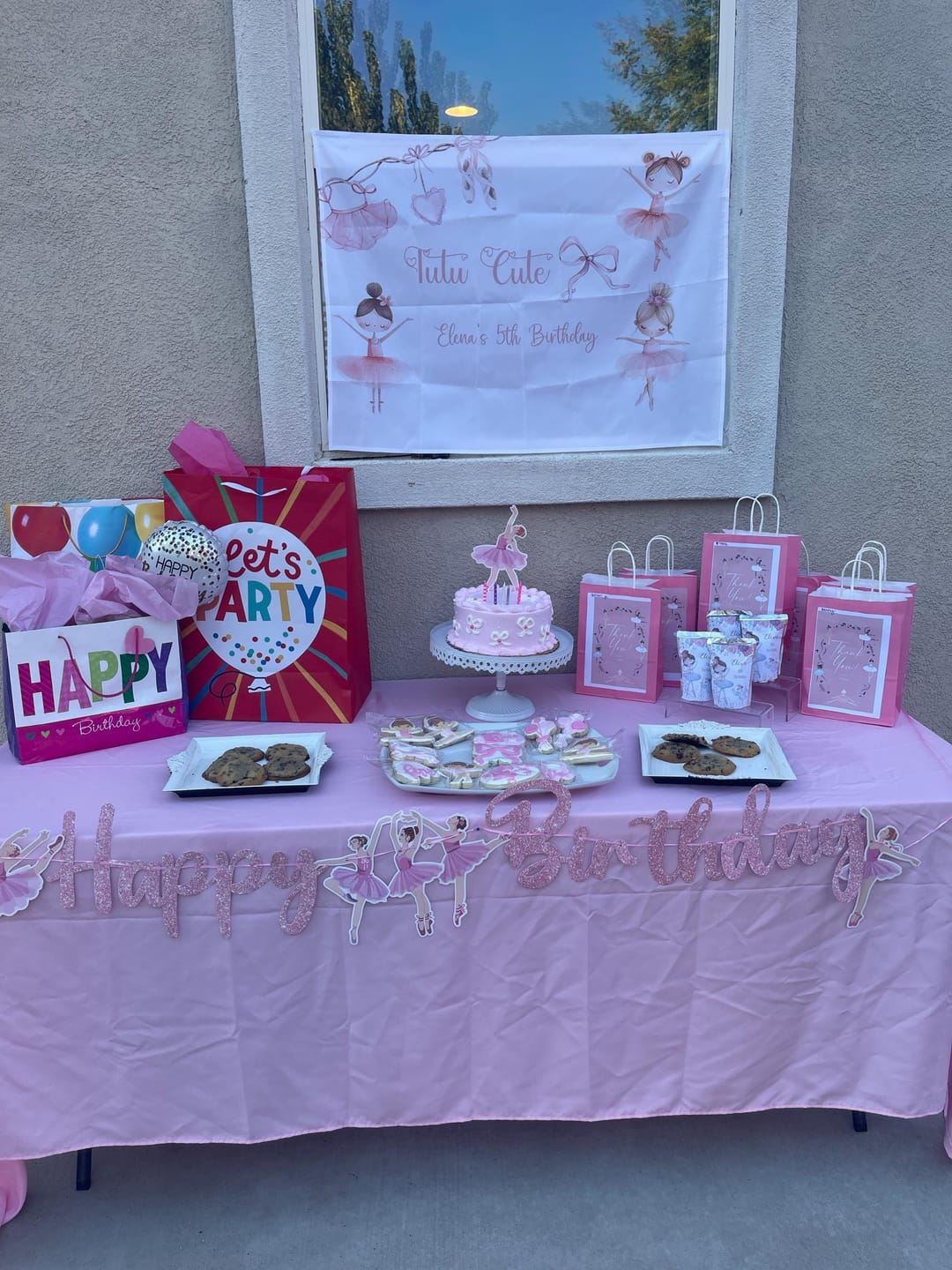 Customer photo review of 2nd Birthday Party Decor Ballerina Tutu Cute Birthday Backdrop Girl Blush Decor Watercolor Pink Bow Custom Photobooth Second Birthday Decor