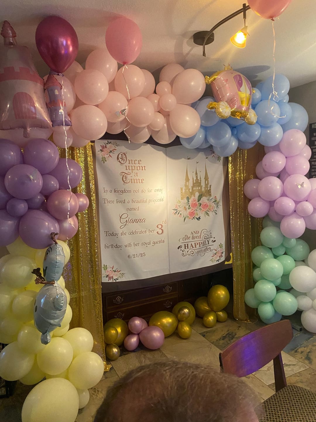 Customer photo review of Baby Shower Backdrop Blush Pink Floral Princess Fairytale Decor Royal Shower Little Princess Once Upon A Time Castle Baby Shower Banner