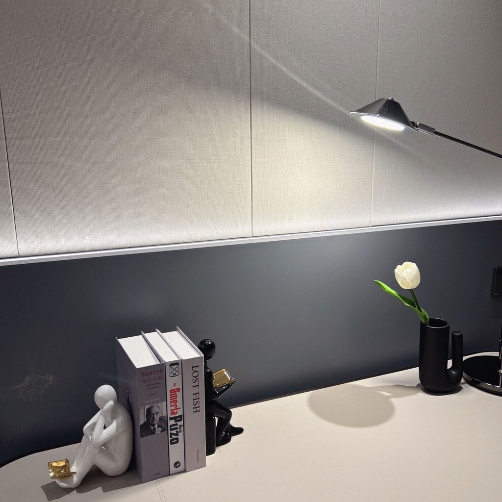 Customer photo review of Black Desk Lamp, Long Arm, Cone Shade, Integrated LED