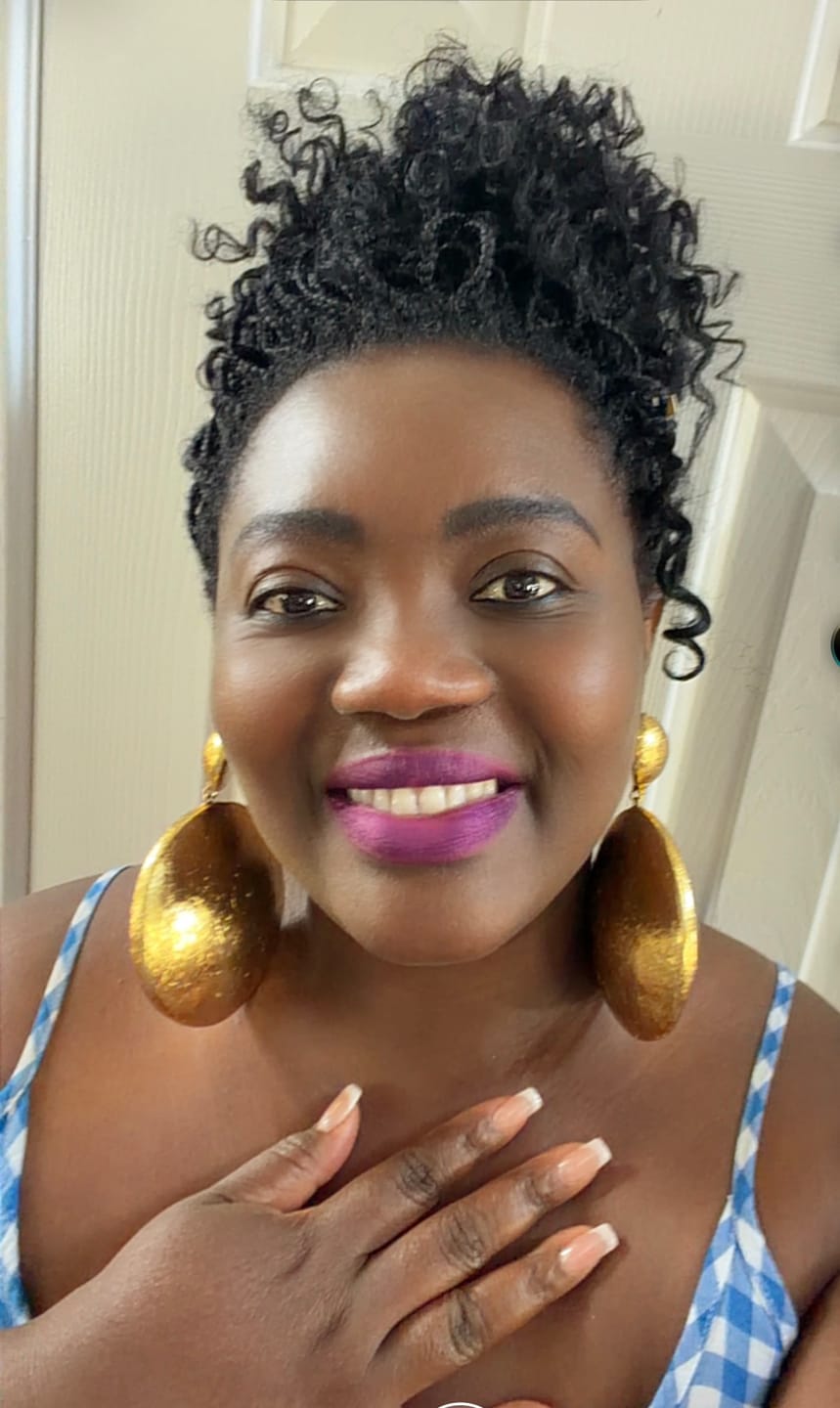 Customer photo review of Midnight Bloom Basket Drop Earrings