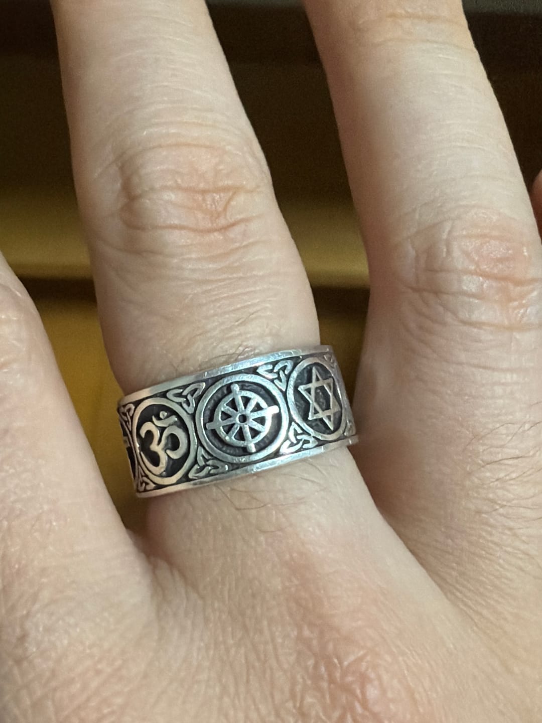 Customer photo review of 925 Sterling Silver Sacred Symbols Ring