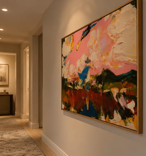 Customer photo review of Pink Horizon Rider-Abstract Western Painting