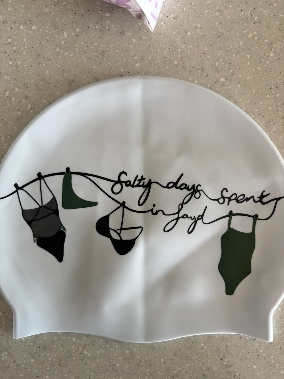 Customer photo review of JAYD Swim Cap - Salty Days in JAYD