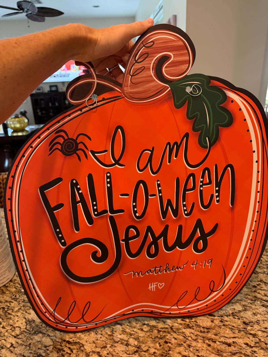 Customer photo review of I am FALL-O-WEEN JESUS Pumpkin