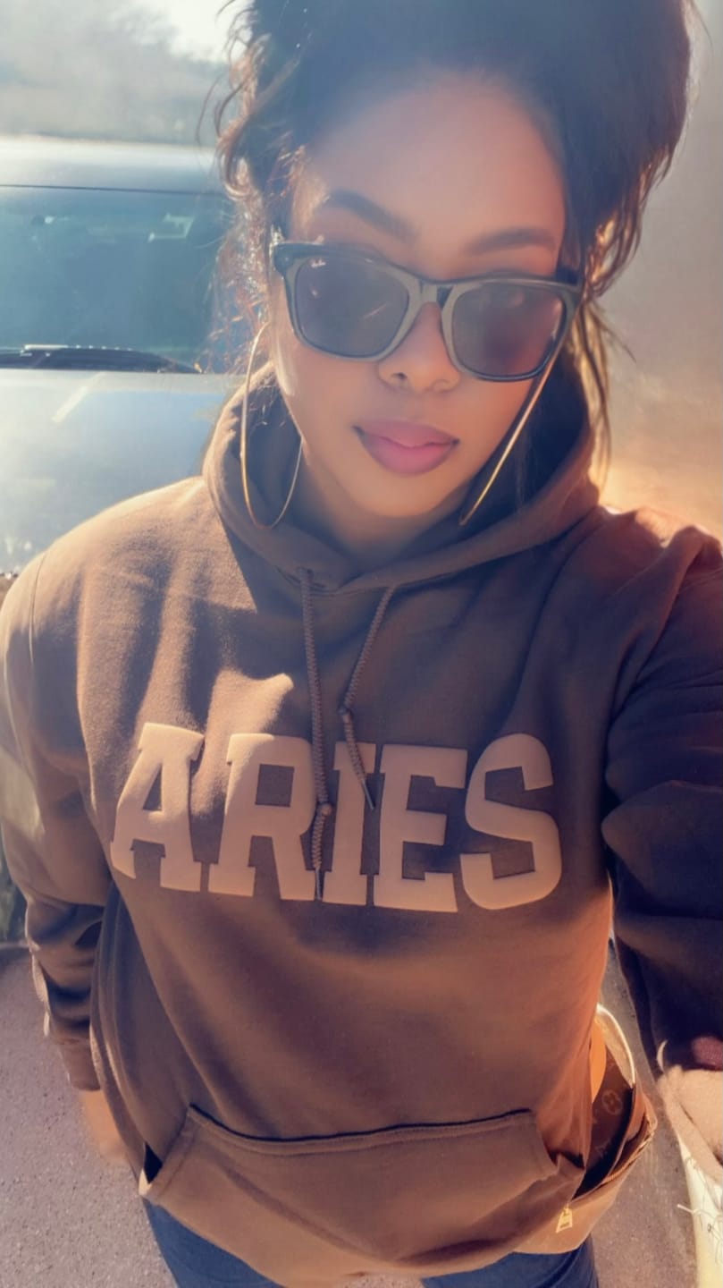 Customer photo review of Chocolate Zodiac Puff Hoodie