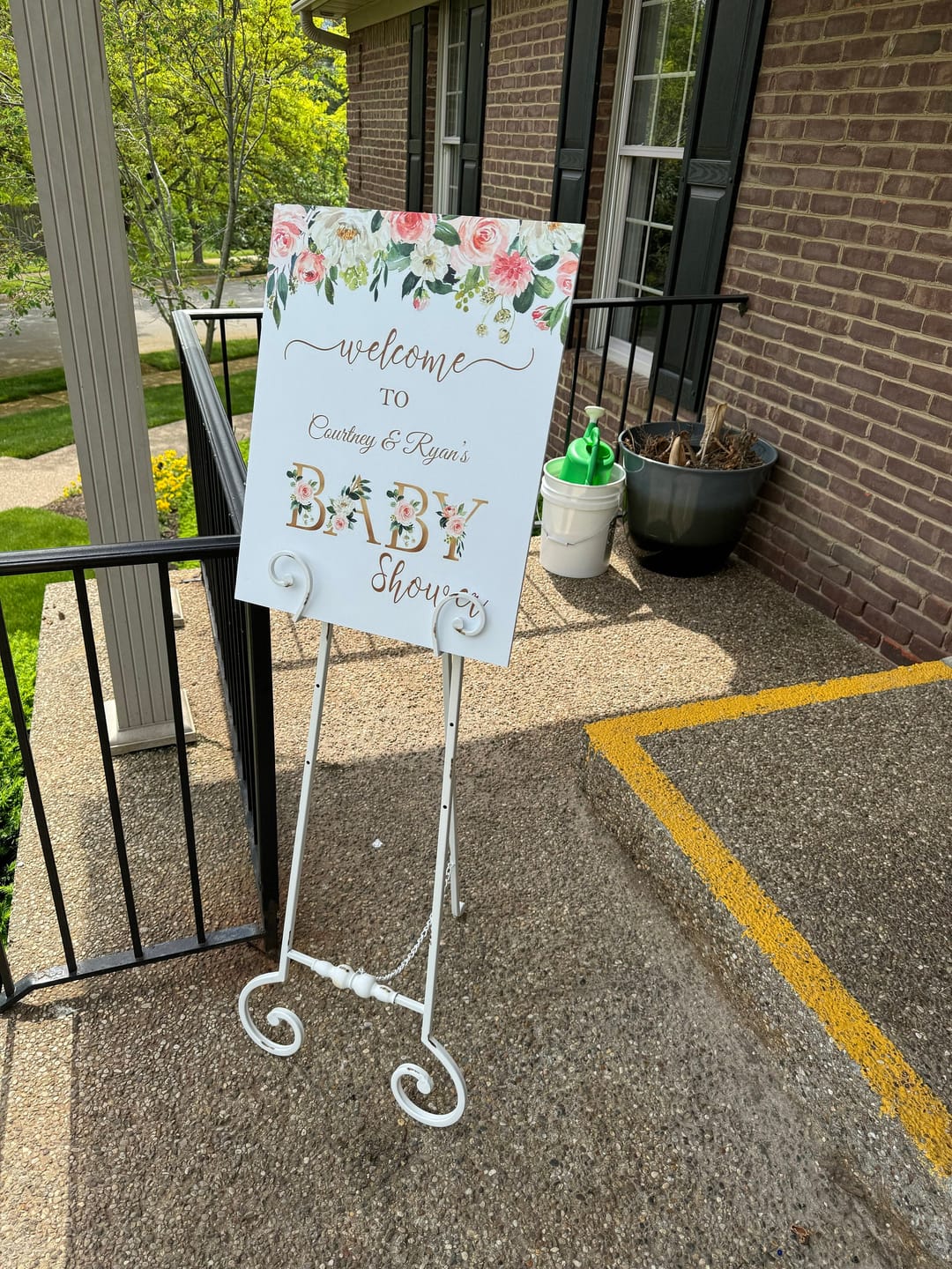 Customer photo review of Floral Baby Shower Pink Welcome Sign