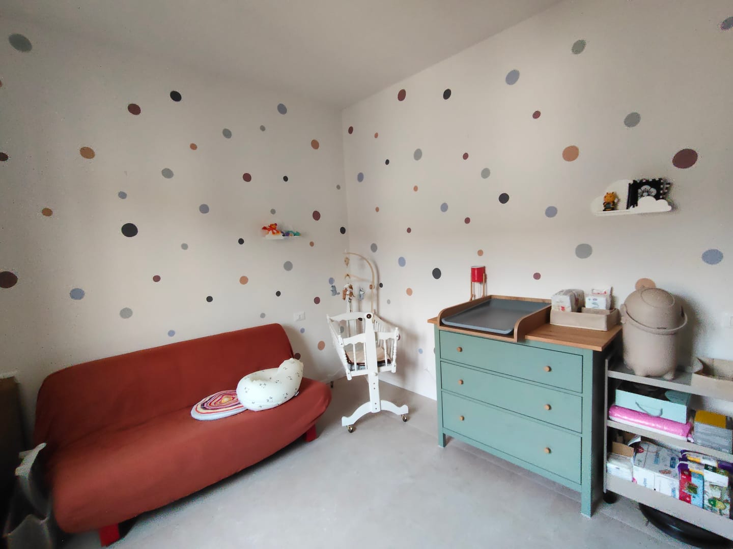 Customer photo review of Polka Dots — Watercolor Nursery Wall Decal