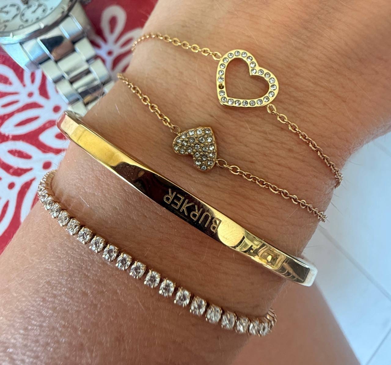 Customer photo review of Ava Petite Gold White Bracelet