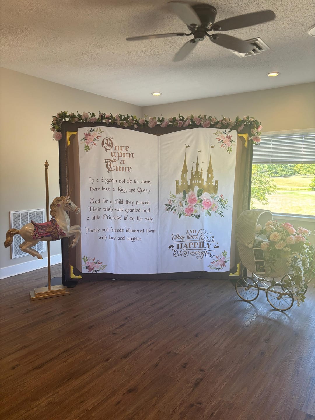 Customer photo review of Baby Shower Backdrop Blush Pink Floral Princess Fairytale Decor Royal Shower Little Princess Once Upon A Time Castle Baby Shower Banner