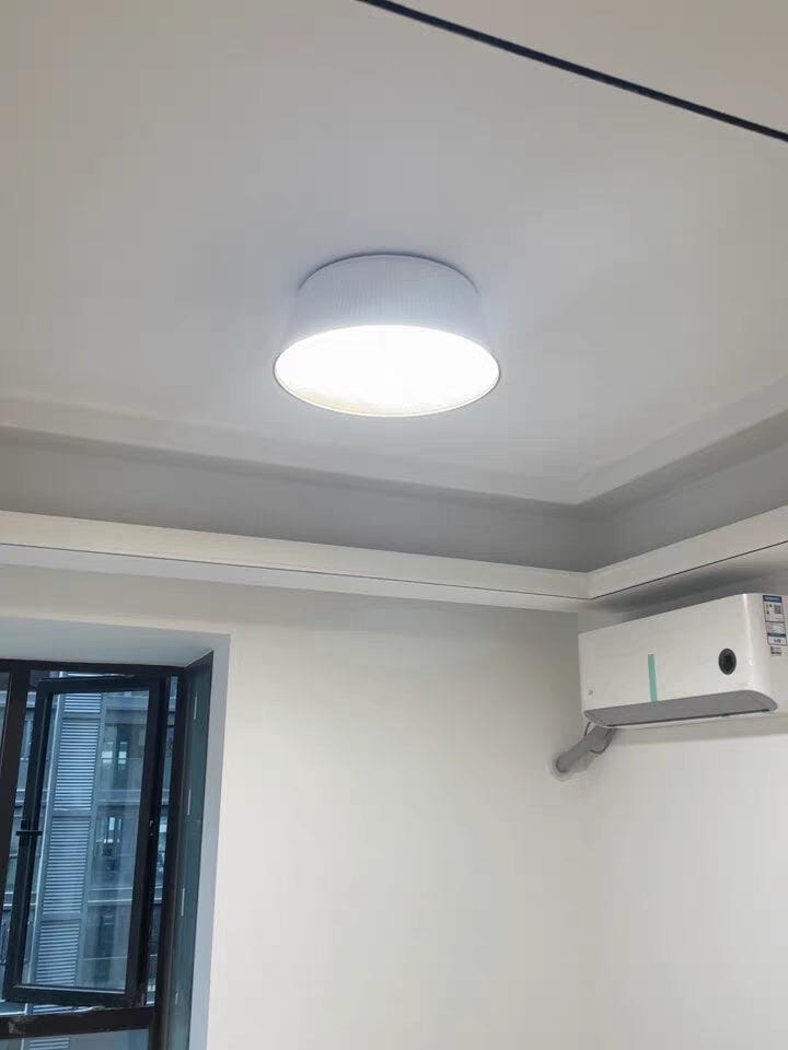 Customer photo review of Fluted Metal Ceiling Light, Wood Grain Interior, LED, 46 cm
