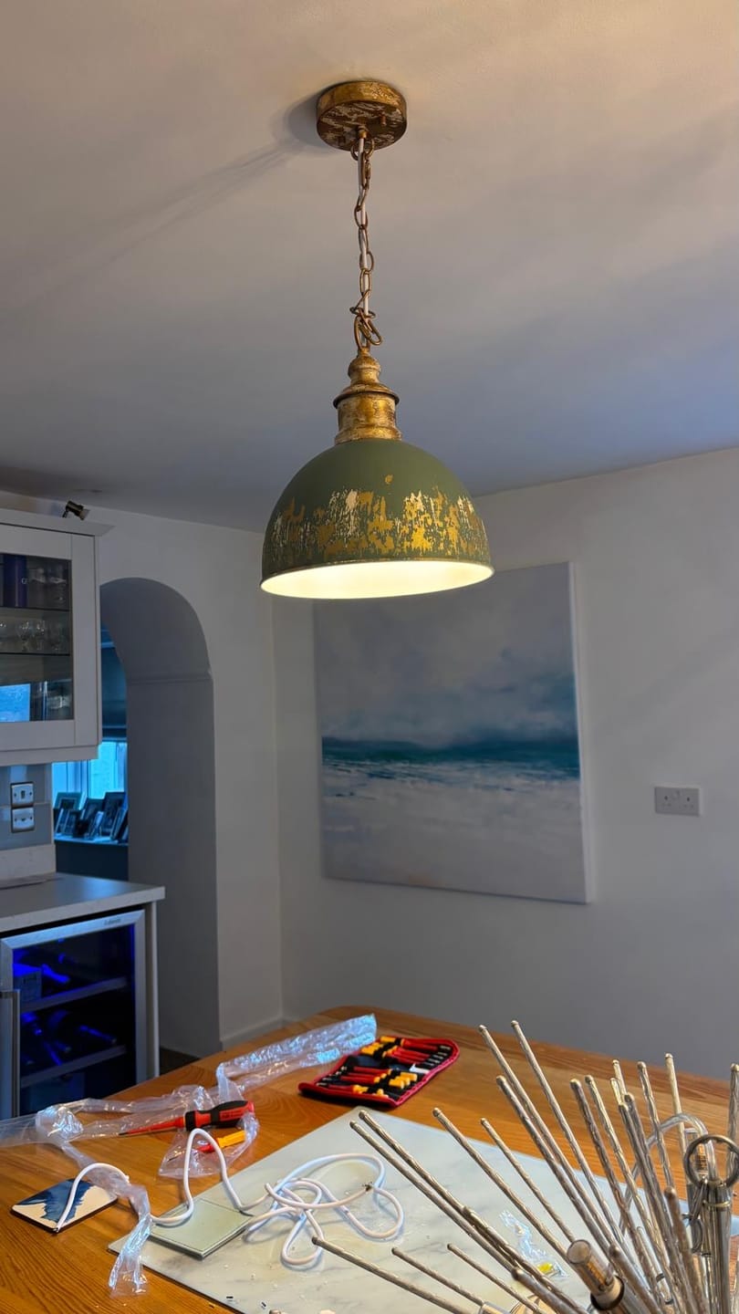 Customer photo review of Handcrafted Blue Dome Pendant Lighting