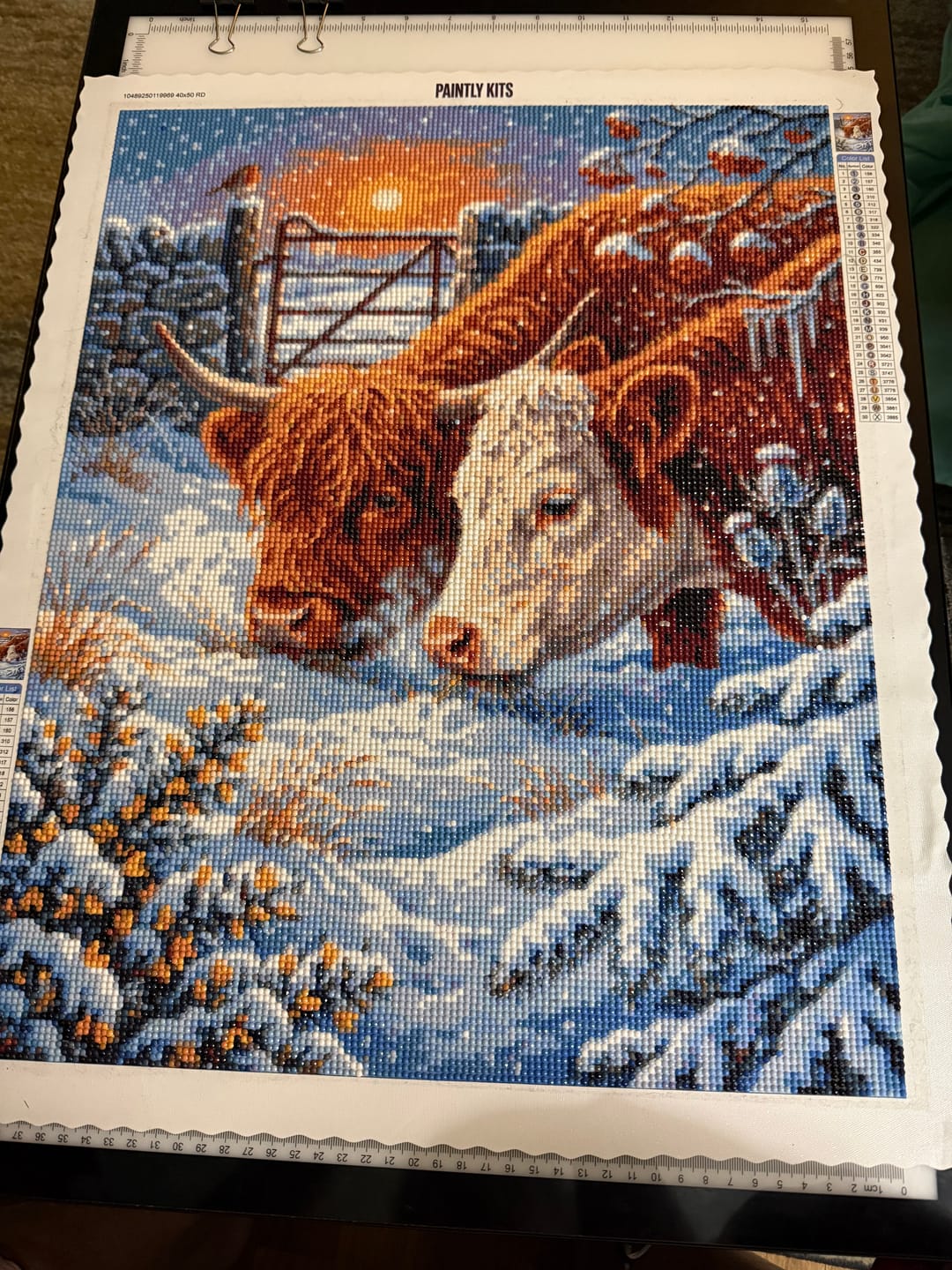 Customer photo review of Two Cows in the Snow (Diamond Painting)