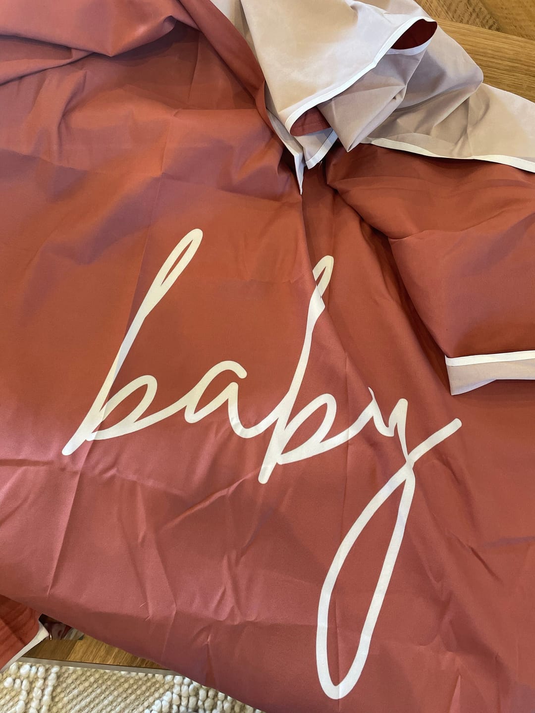 Customer photo review of Hello Baby Minimalist Baby Shower Backdrop Gender Neutral Baby Shower Decor Terracotta Baby Shower Banner Hello Baby Shower THB