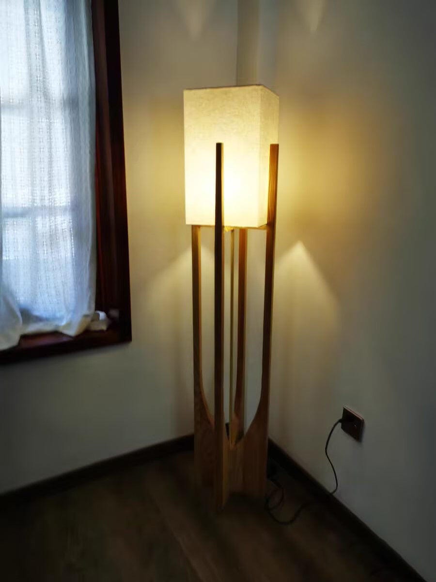 Customer photo review of Ash Wood Floor Lamp, White Fabric Shade, 145 cm, Inline Switch