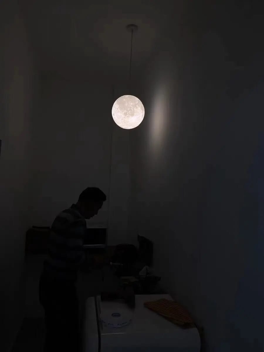 Customer photo review of Moon Pendant Light, 3D-Printed Acrylic Sphere, 18–22 cm
