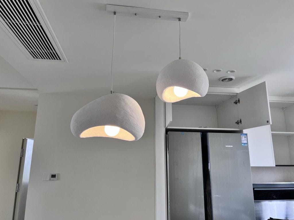 Customer photo review of Pendant Light, Nubia Cloud Sphere, Polystyrene Shade, E26 LED