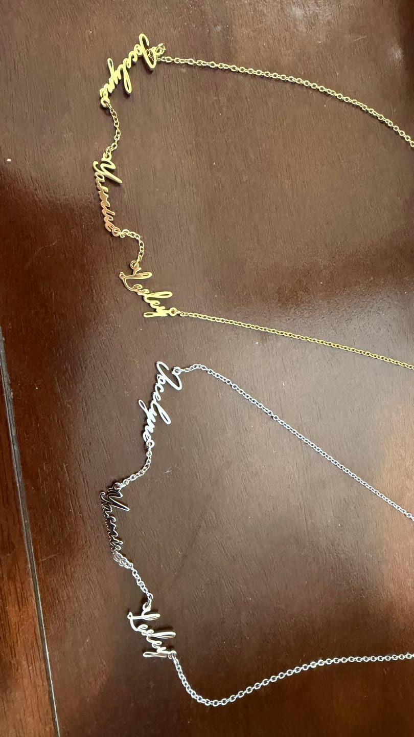 Customer photo review of Multi Name Necklace