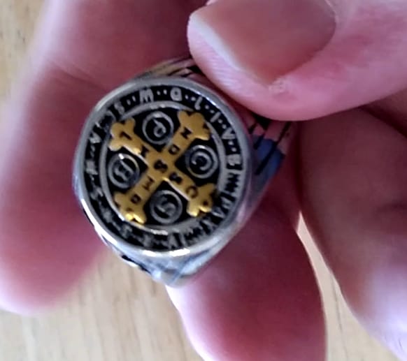 Customer photo review of FREE Today: St. Benedict the Protector Titanium Ring