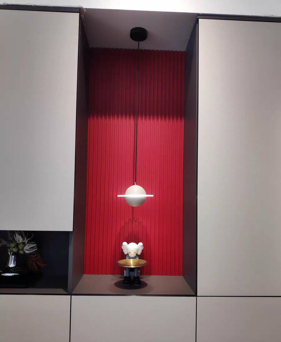 Customer photo review of Acrylic Pendant Light, Clear Sphere with Illuminated Ring, 20 cm