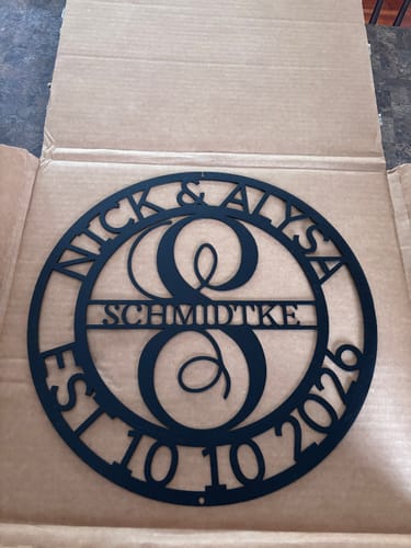 Customer photo review of Elaborate Name - Steel Sign