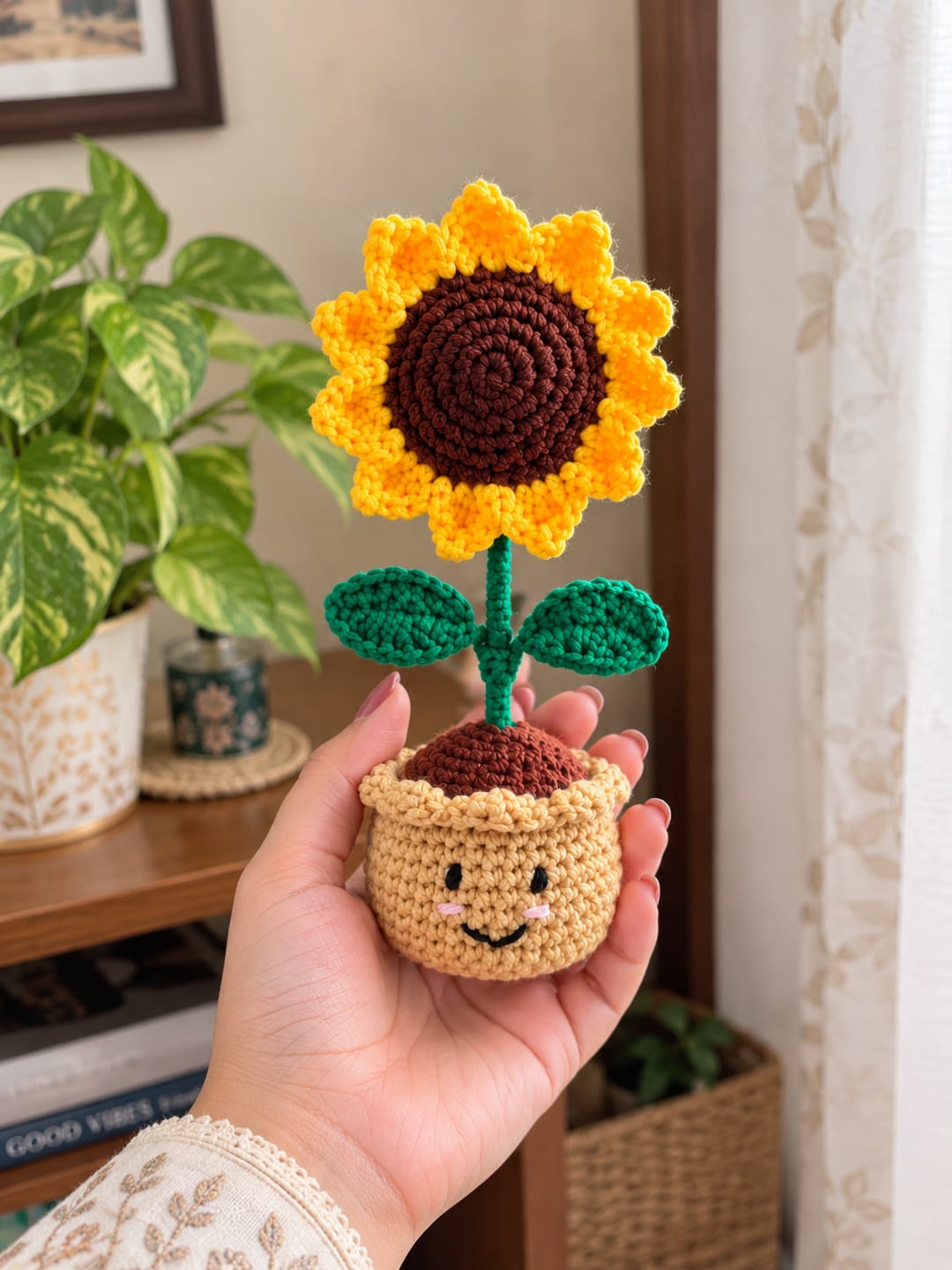 Customer photo review of Blooming Love Handmade Crochet Rose Pot