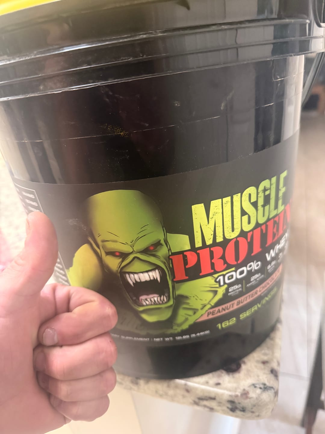 Customer photo review of Whey Protein Powder Bucket