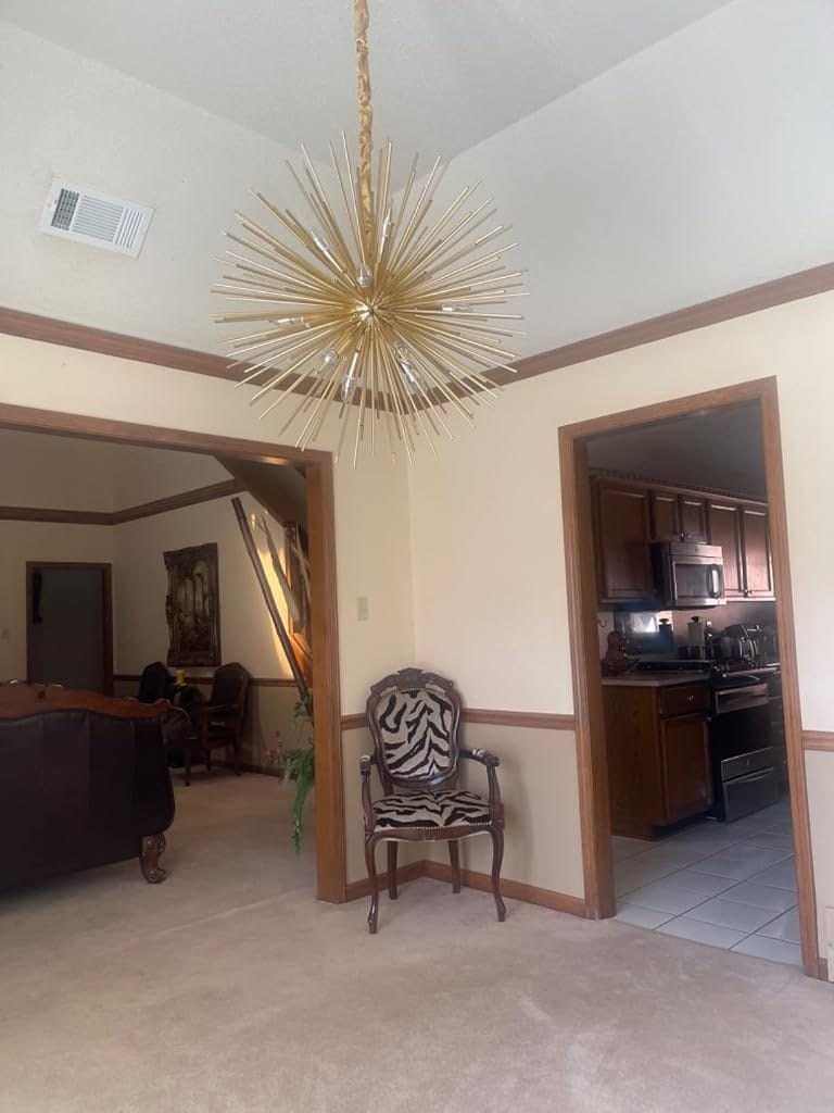Customer photo review of Gold Spike Chandelier, Iron Frame, 9–12 Lights, 50–72 cm